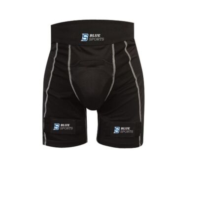 Blue Sports Compression JOCK Pro Shorts With Cup and Velcro Junior Coquilla