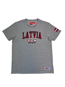 Marškinėliai CCM SS Tee Latvia Senior GreyL